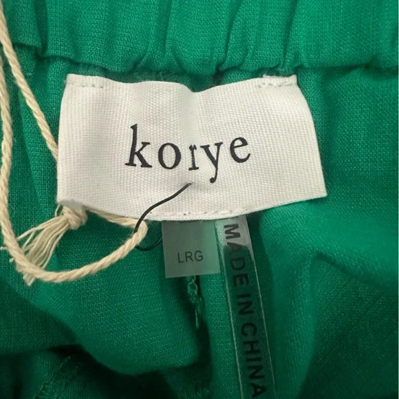 Korye Kelly Green Tie Waist Pull On Shorts Size Large Casual Coastal NWT - Picture 4 of 5